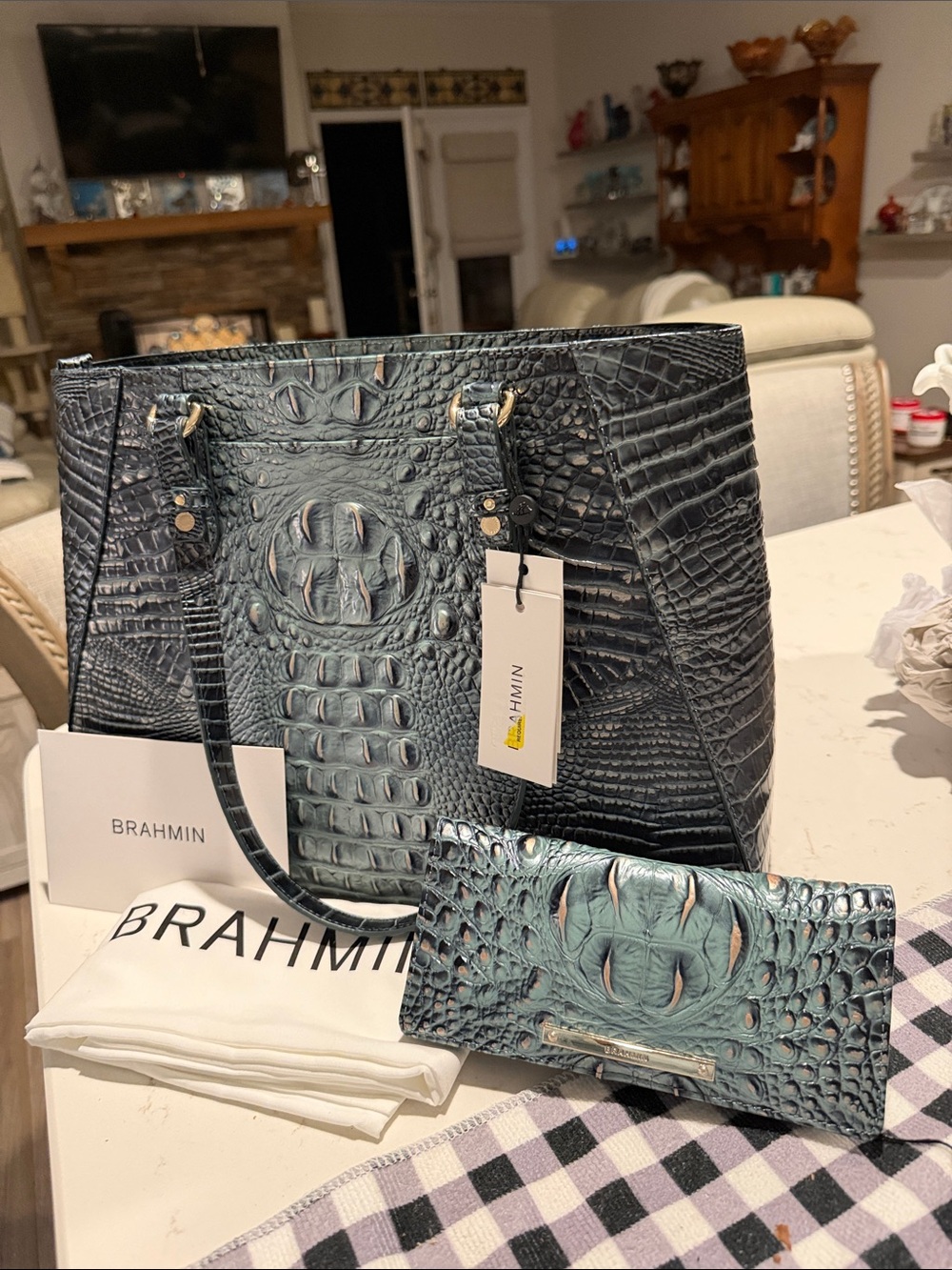 Brahmin Medium Irene with Matching Ady Wallet in Obsidian Melbourne